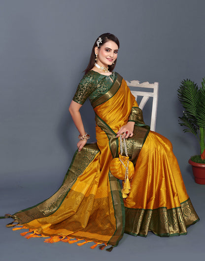 Mustard Yellow Silk Weaving Saree