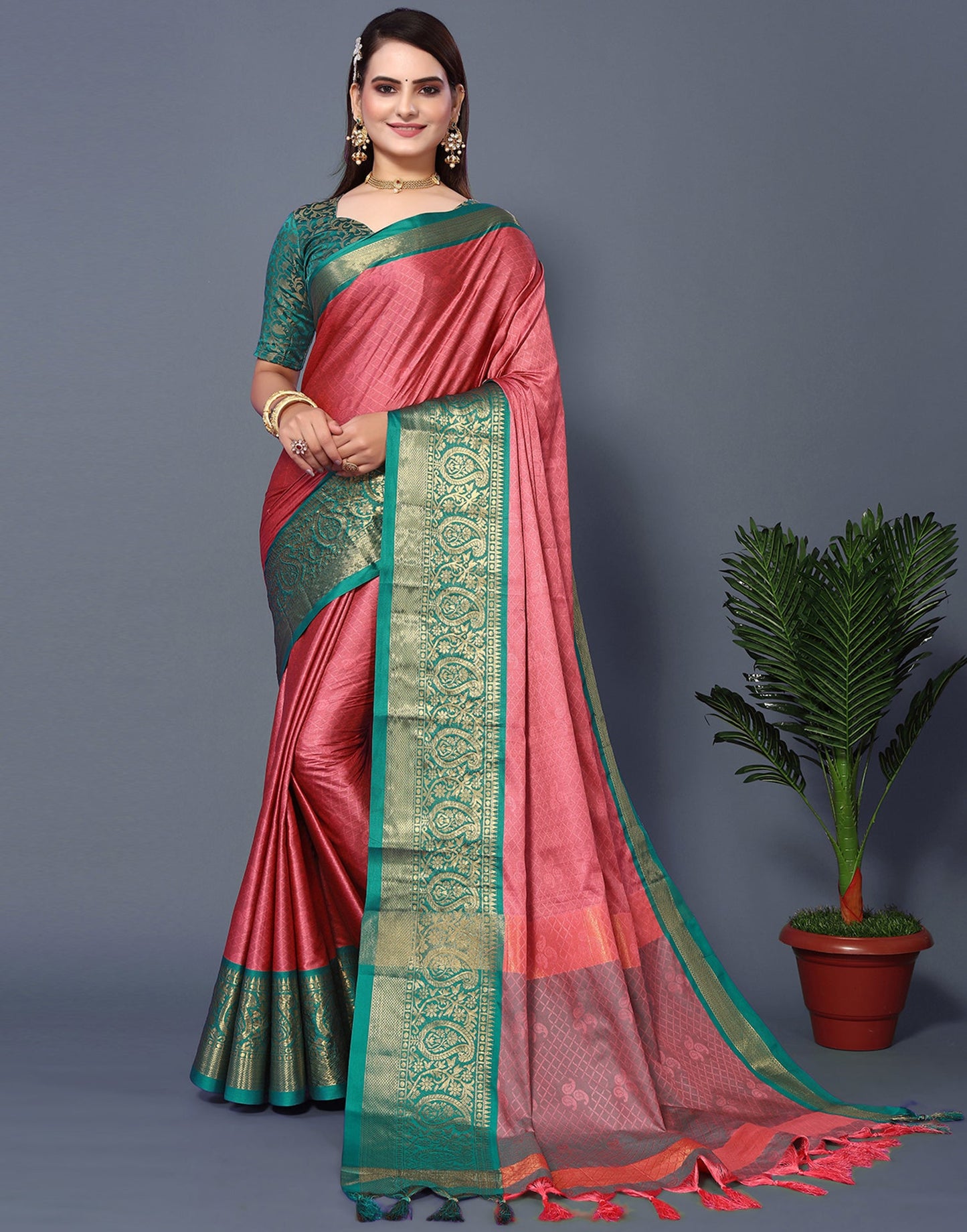Pink Silk Weaving Saree