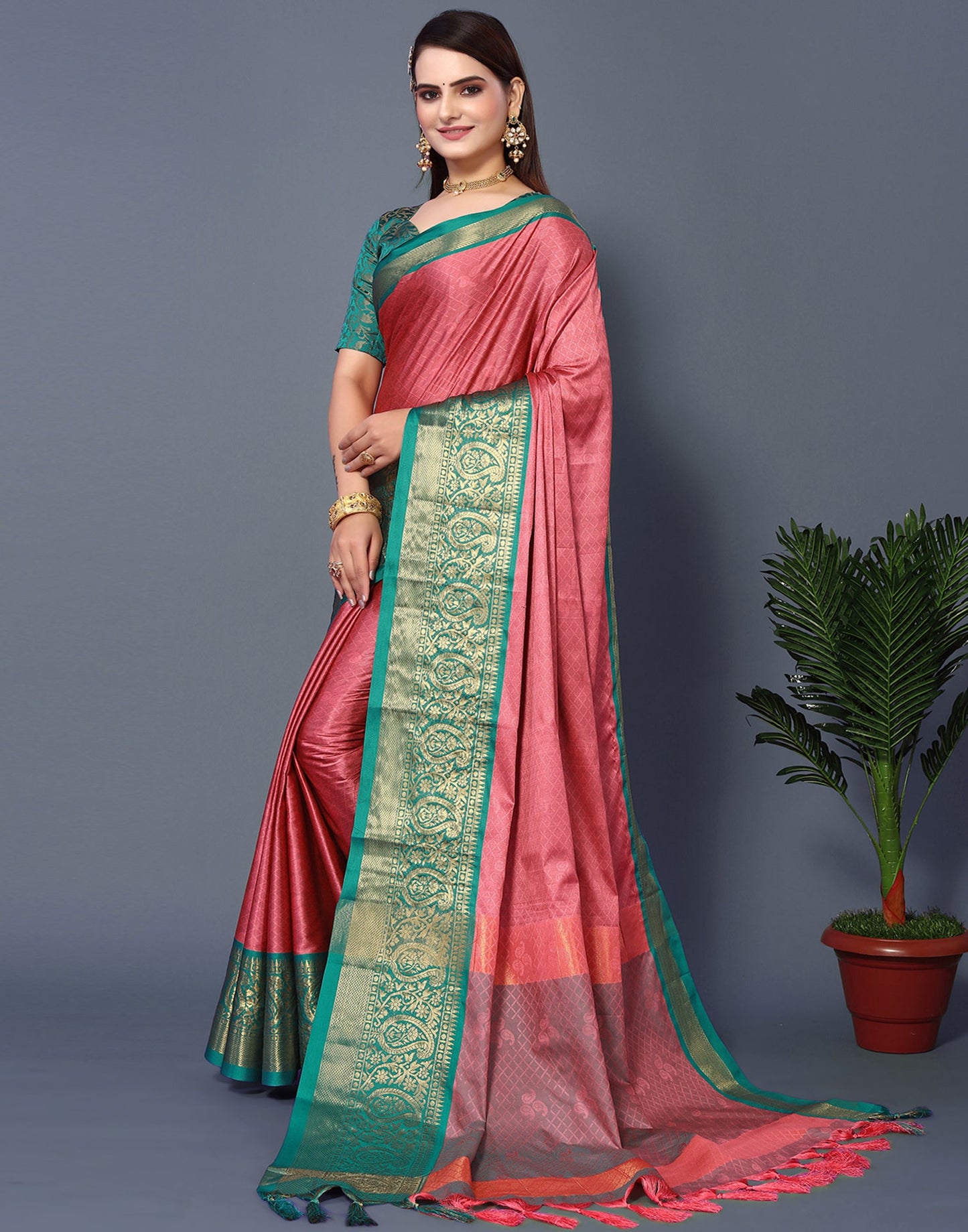 Pink Silk Weaving Saree
