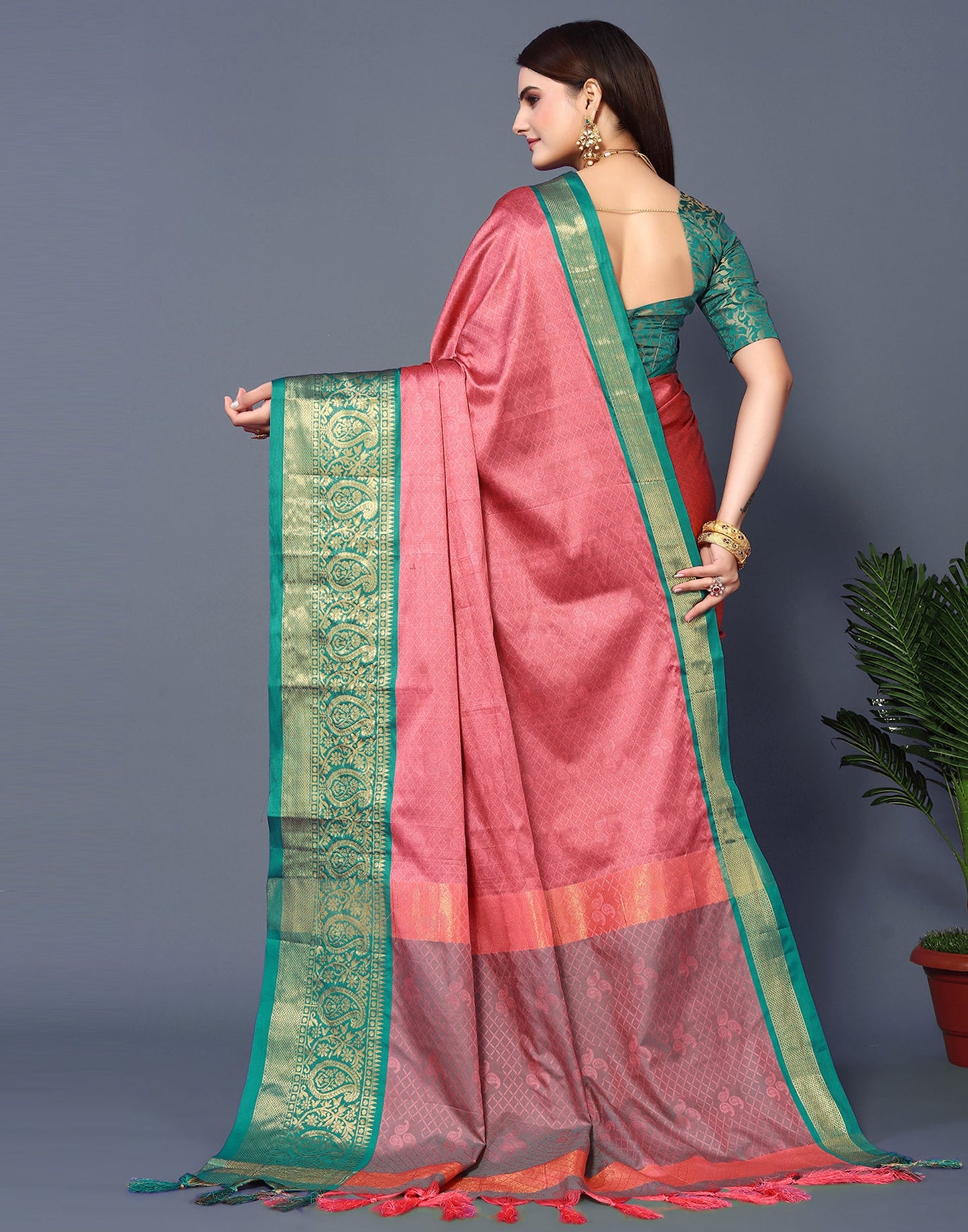 Pink Silk Weaving Saree