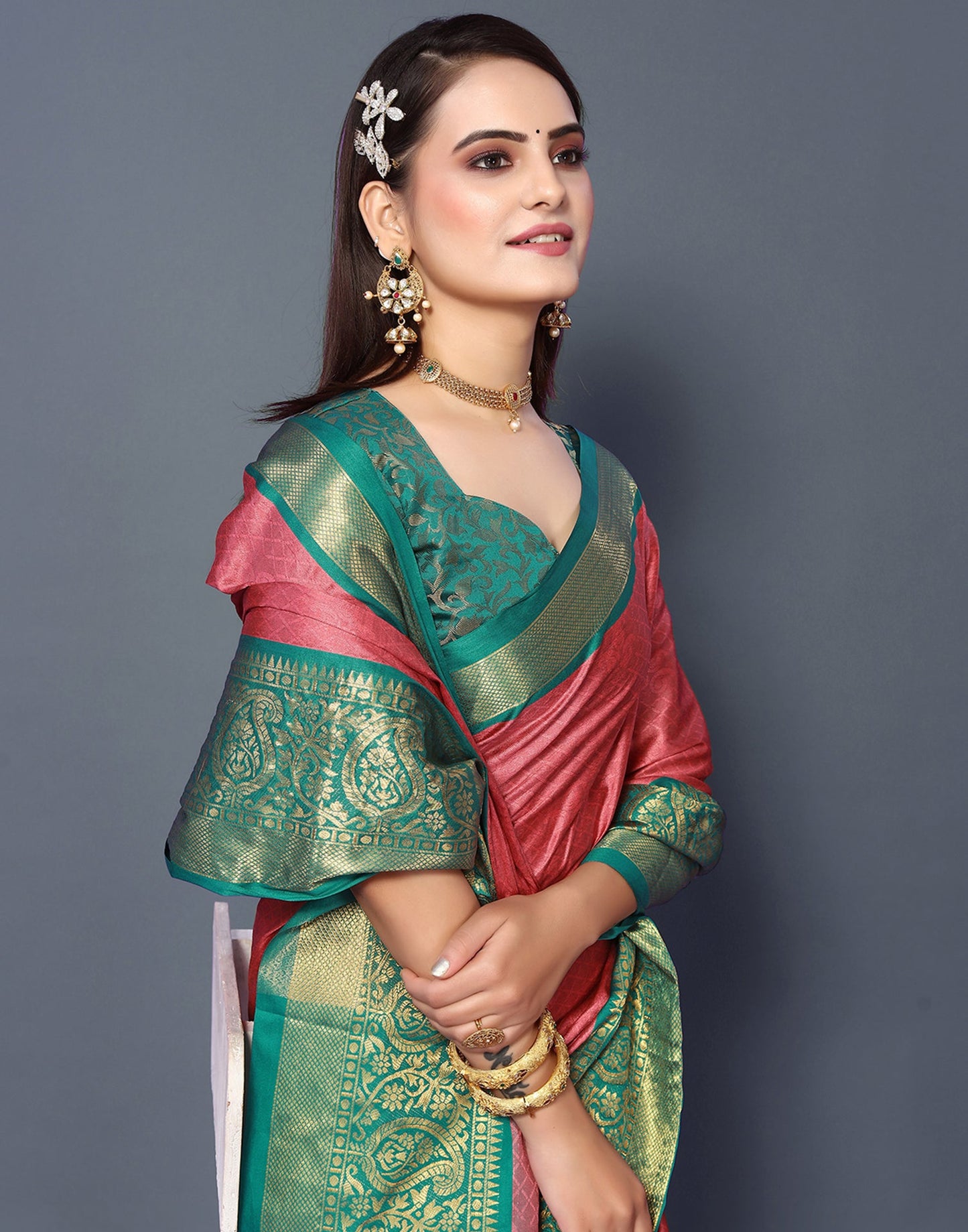 Pink Silk Weaving Saree