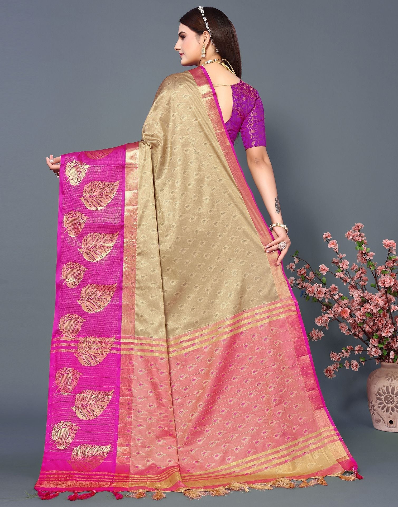 Beige Cotton Saree | Sudathi