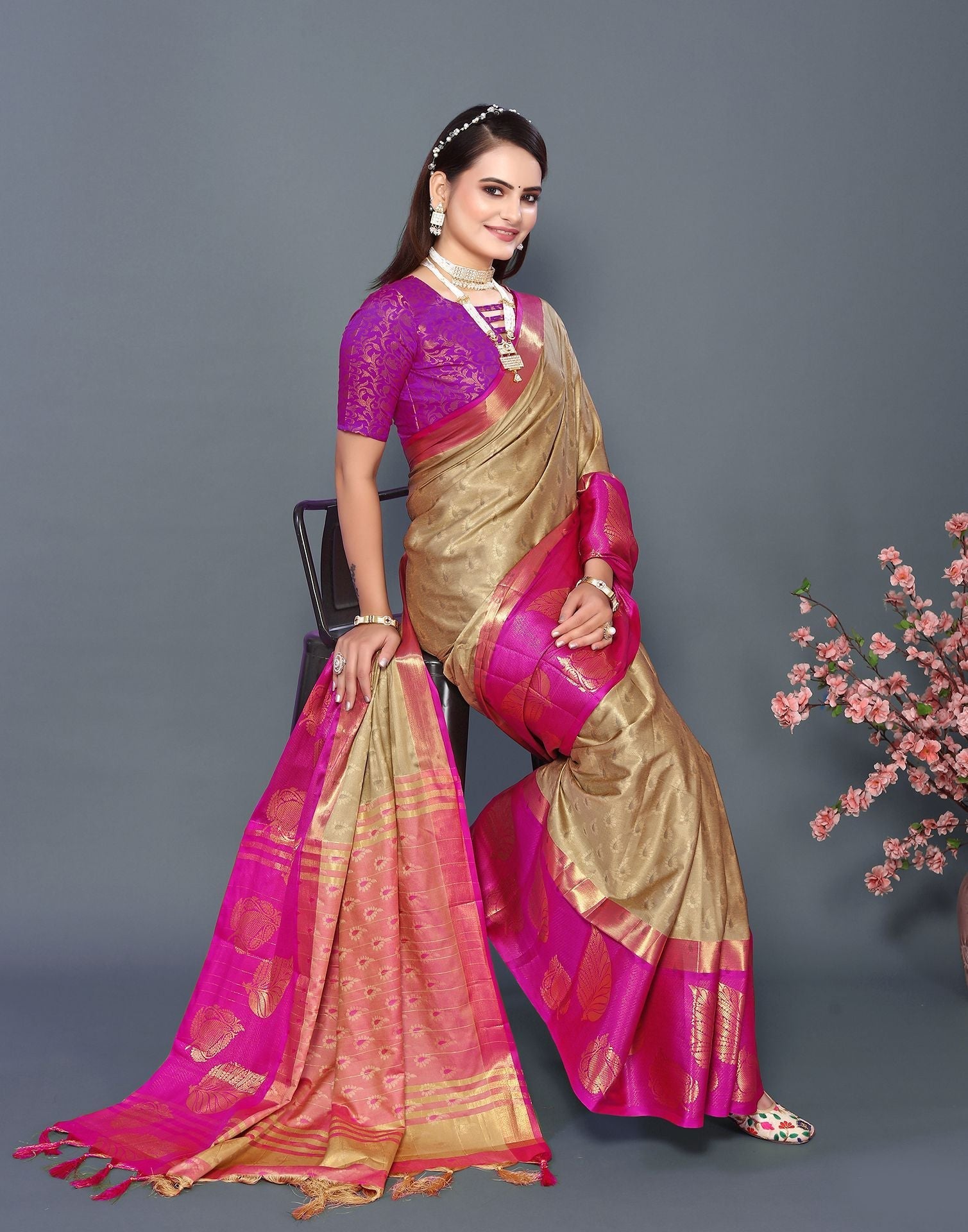 Beige Cotton Saree | Sudathi