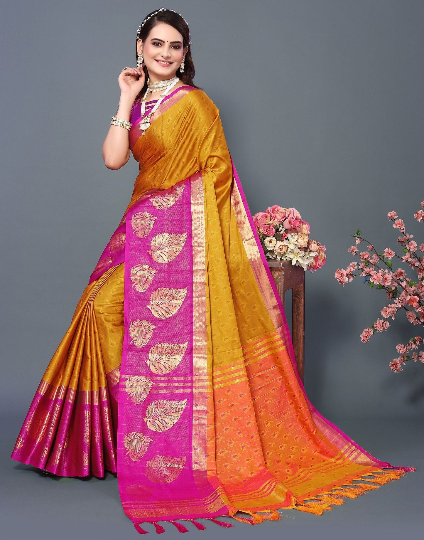 Turmeric Yellow Cotton Saree | Sudathi