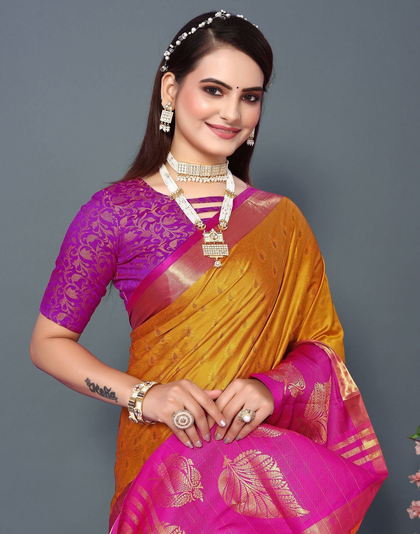 Turmeric Yellow Cotton Saree | Sudathi