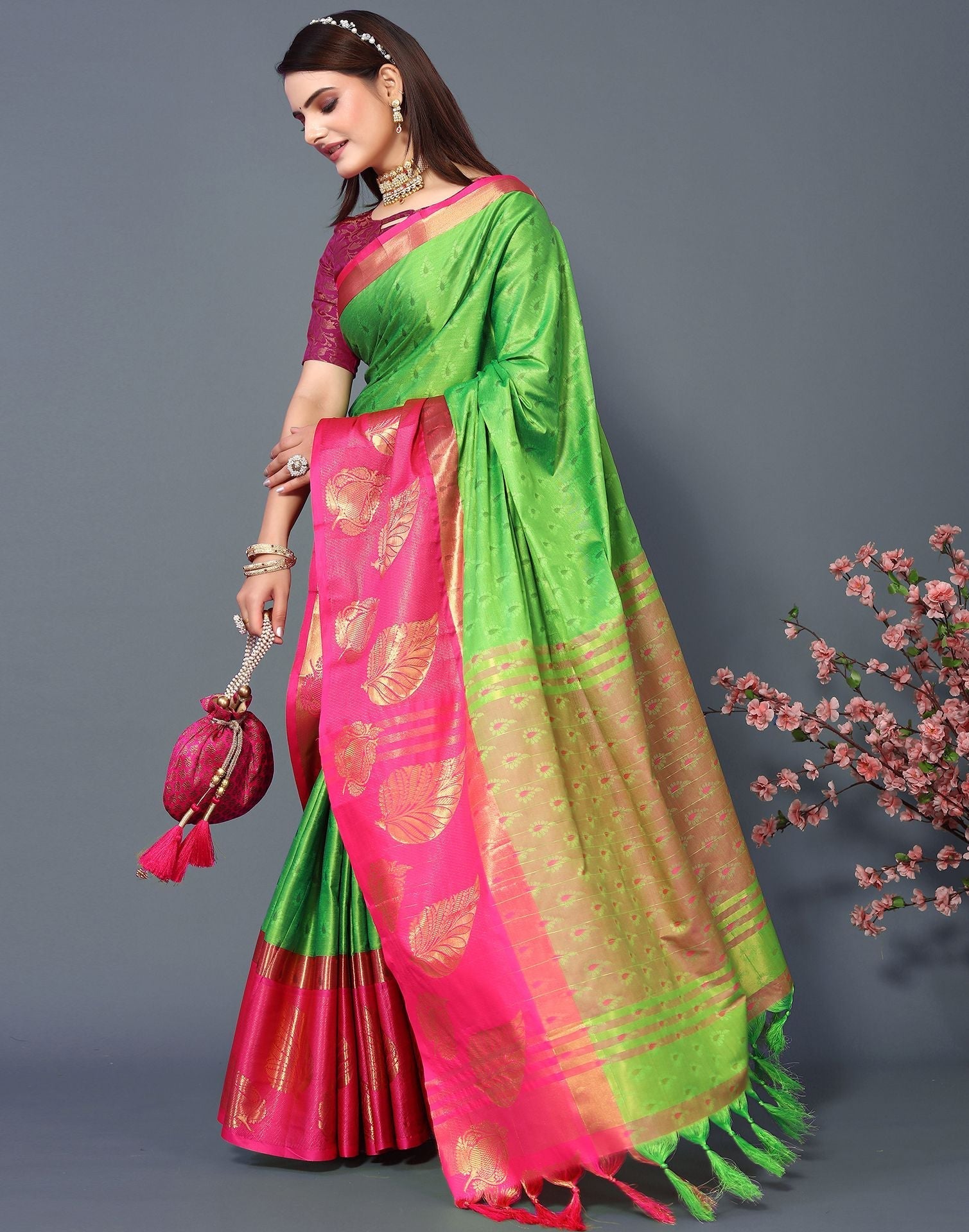 Green Cotton Saree | Sudathi