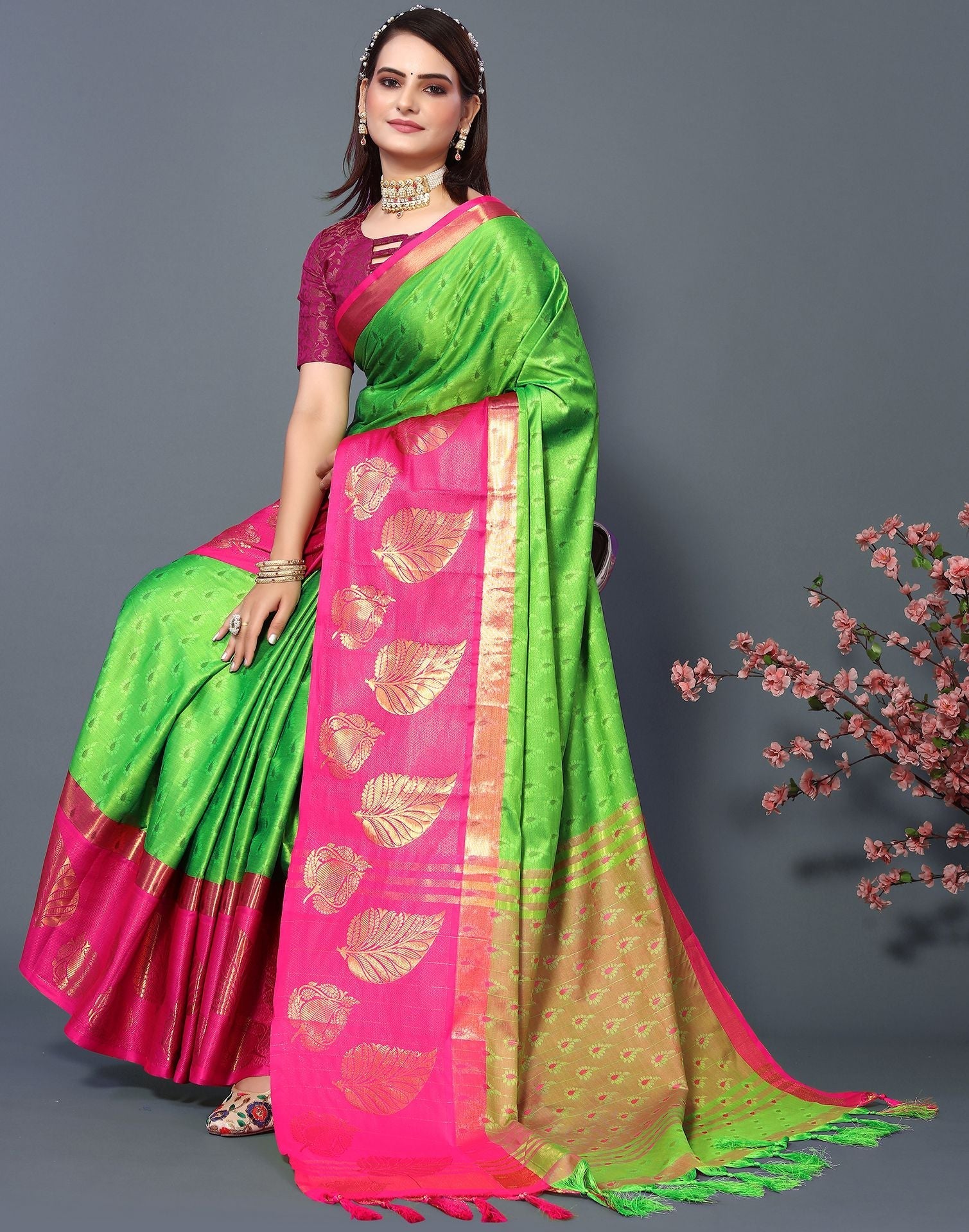 Green Cotton Saree | Sudathi