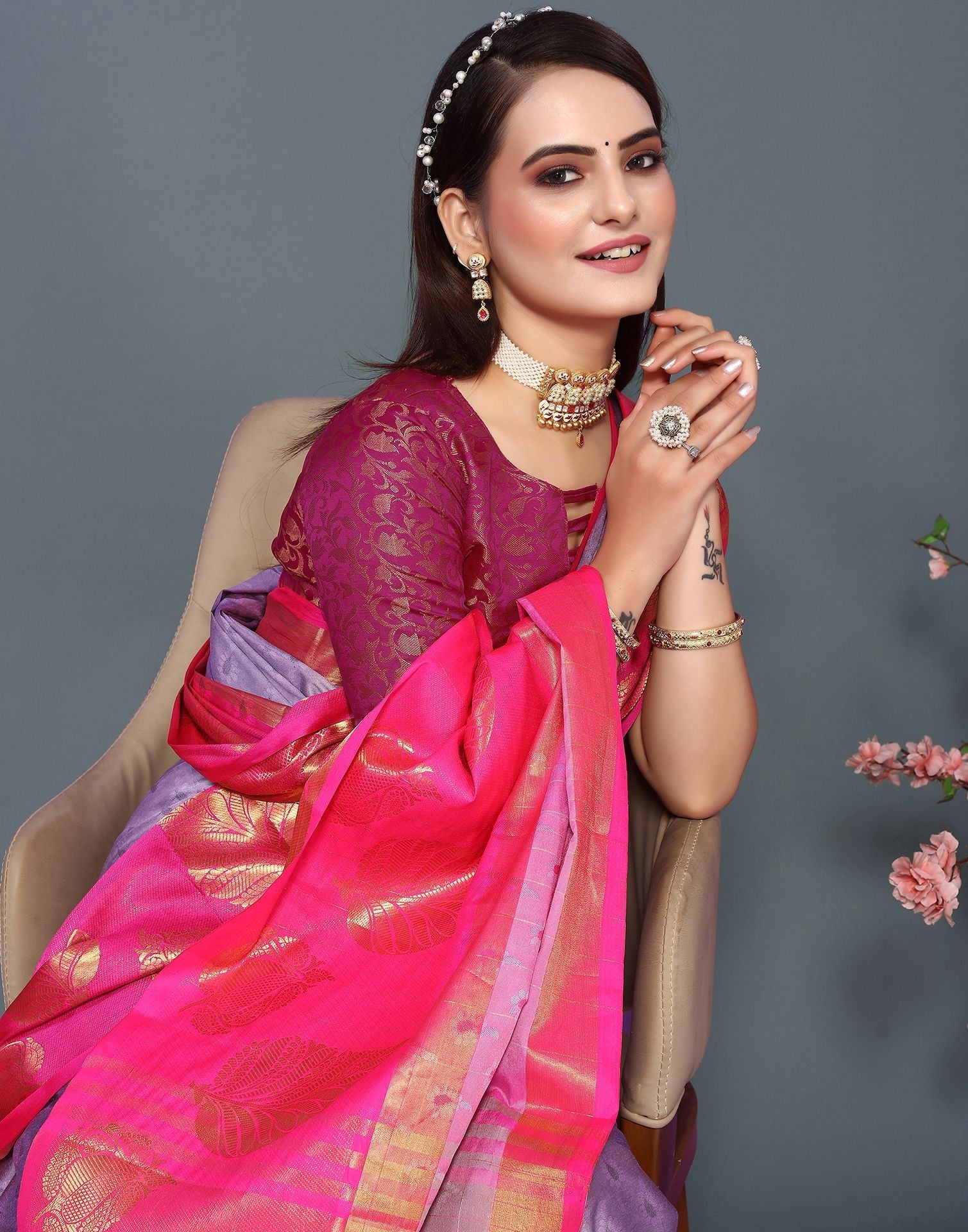 Light Purple Cotton Saree | Sudathi