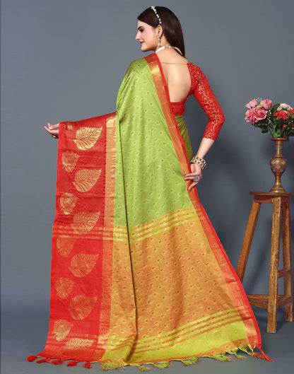 Olive Green Cotton Saree | Sudathi