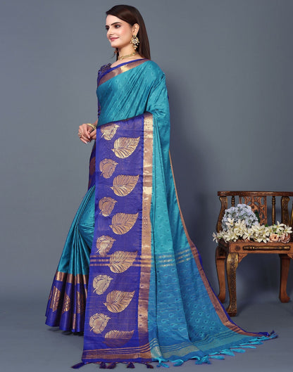Sky Blue Cotton Saree | Sudathi