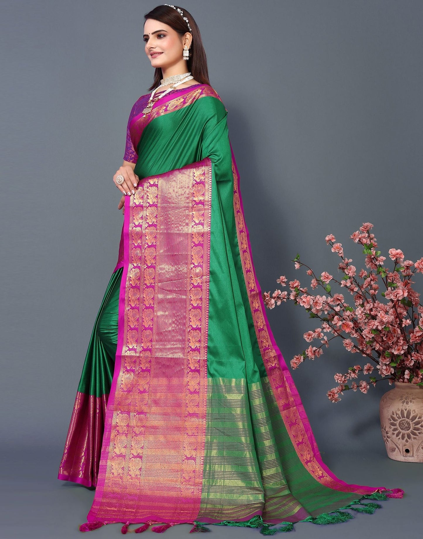 Green Cotton Saree | Sudathi