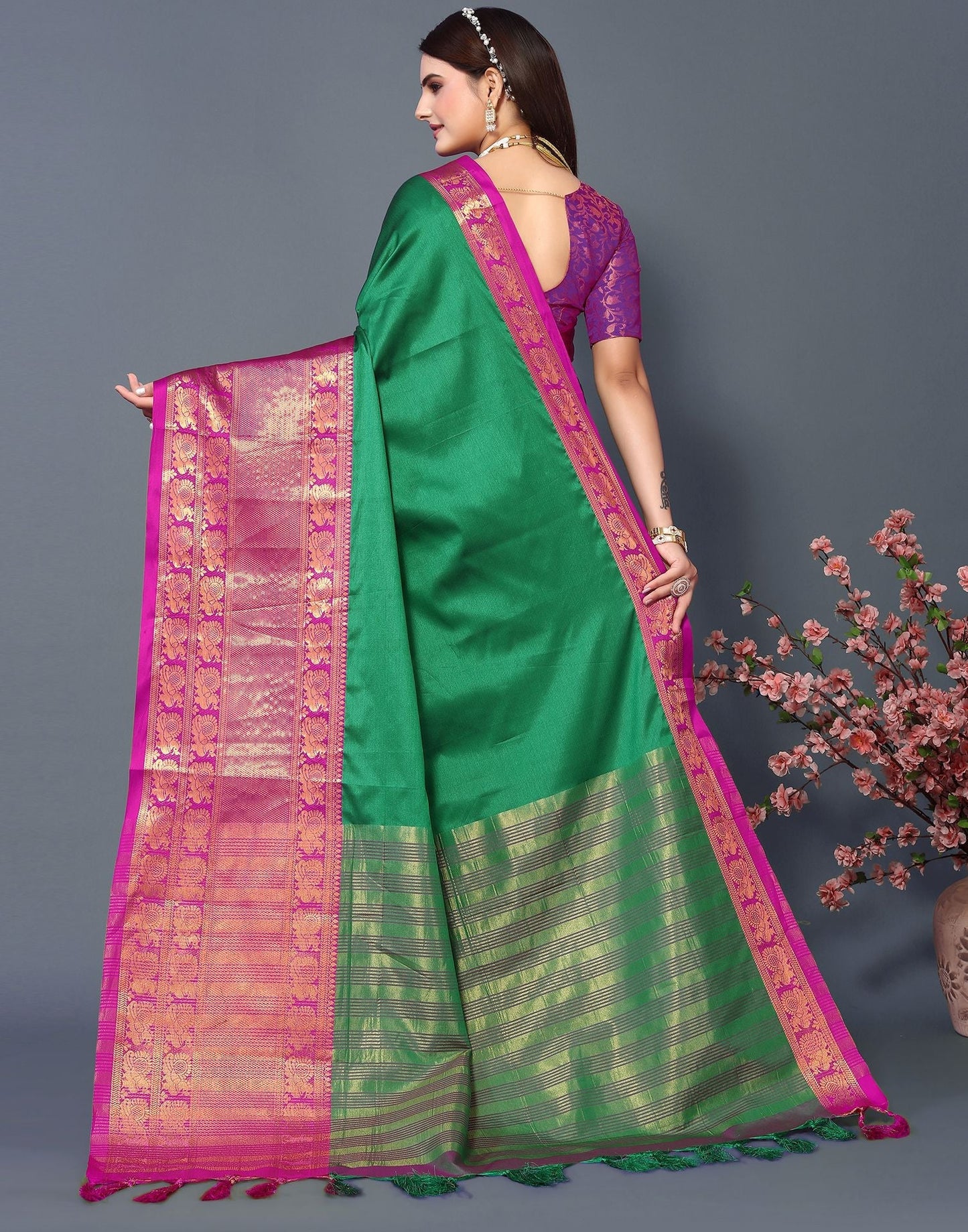 Green Cotton Saree | Sudathi