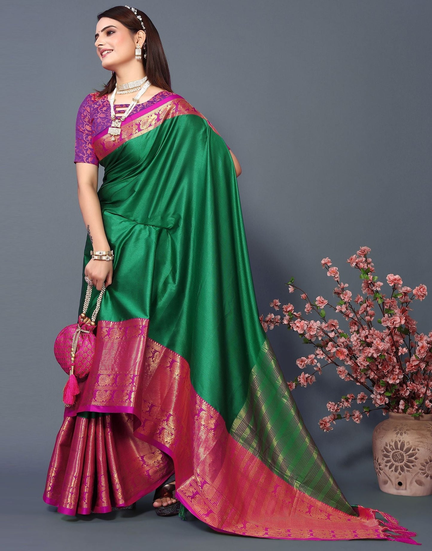 Green Cotton Saree | Sudathi