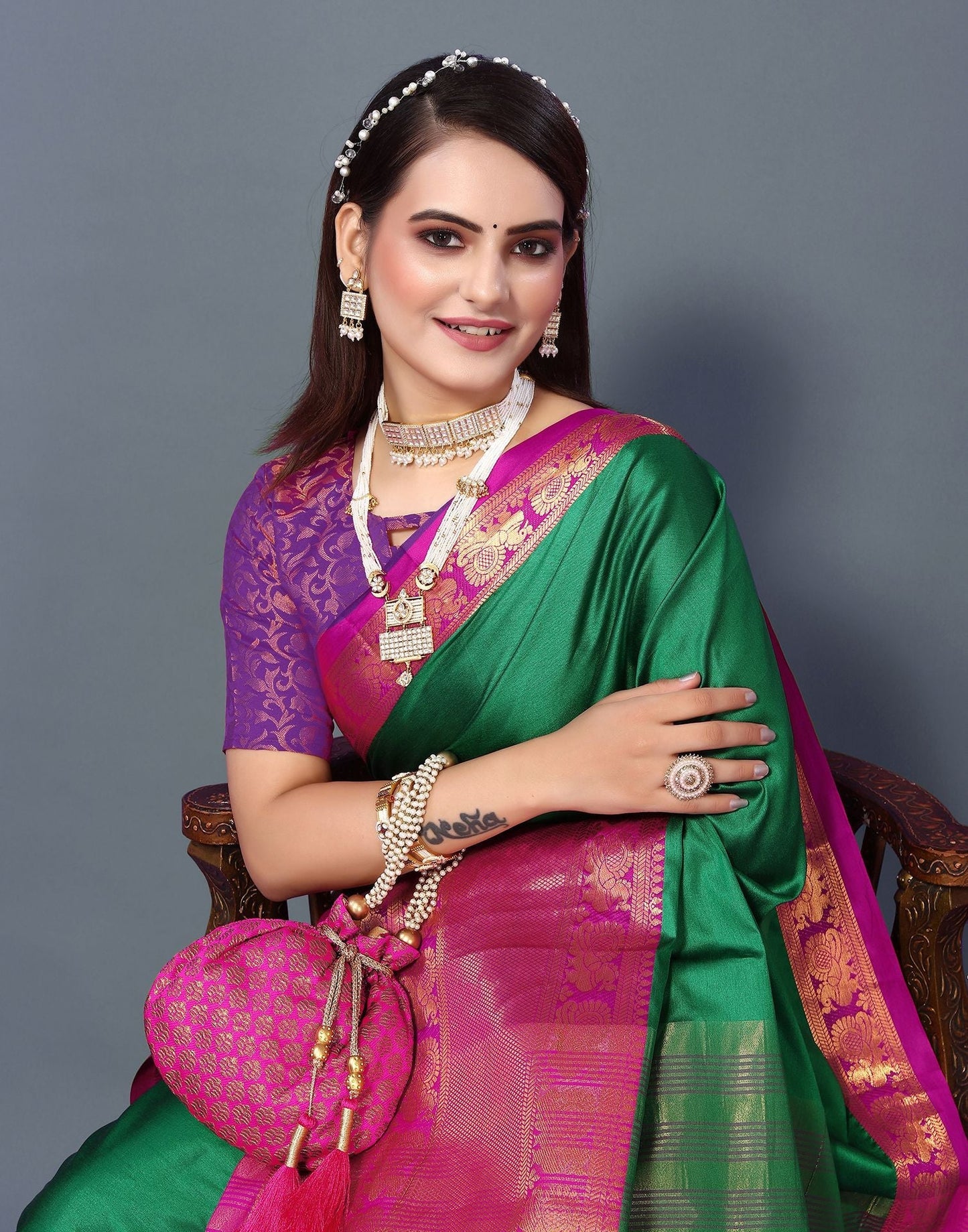 Green Cotton Saree | Sudathi