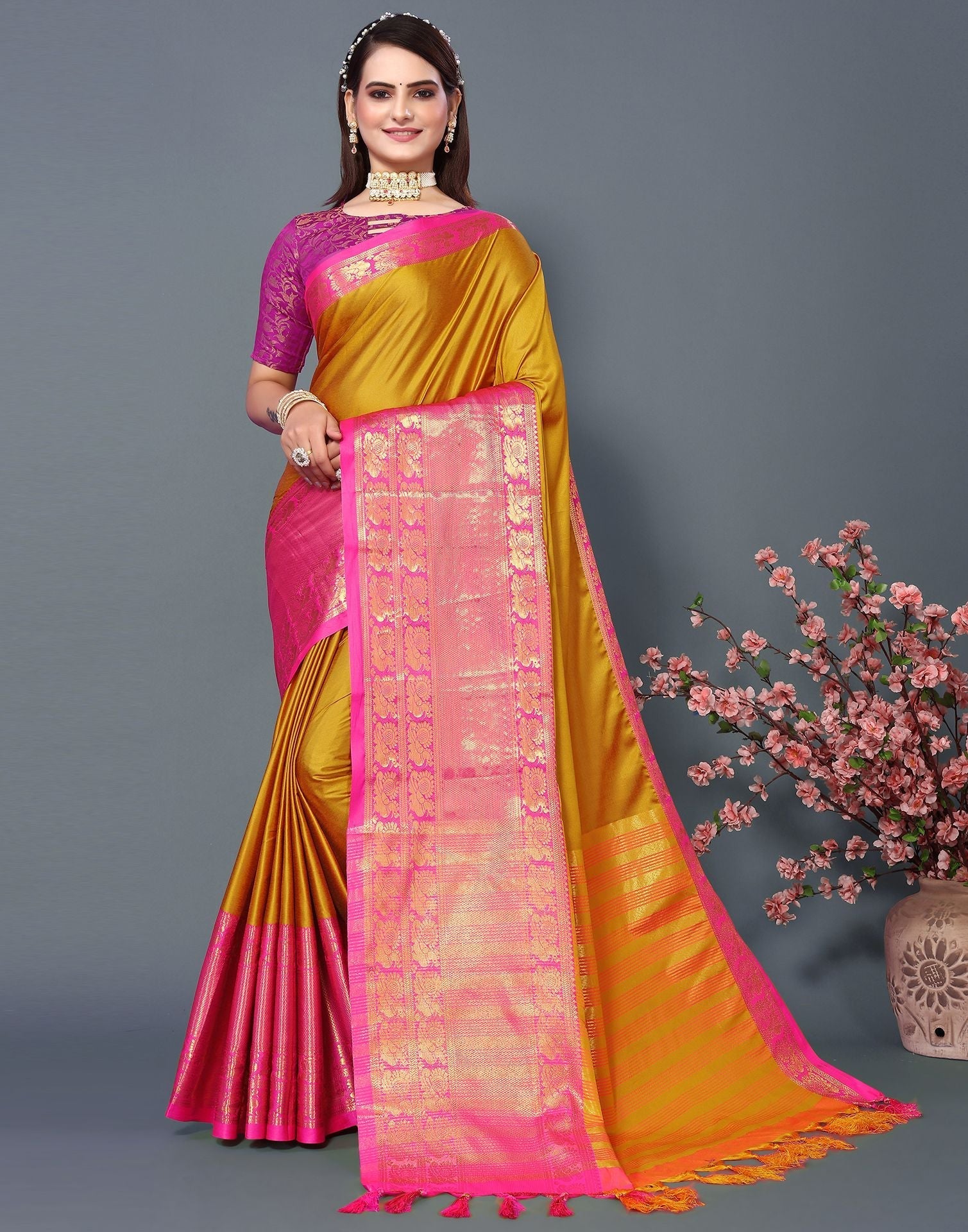 Dark Yellow Cotton Saree | Sudathi