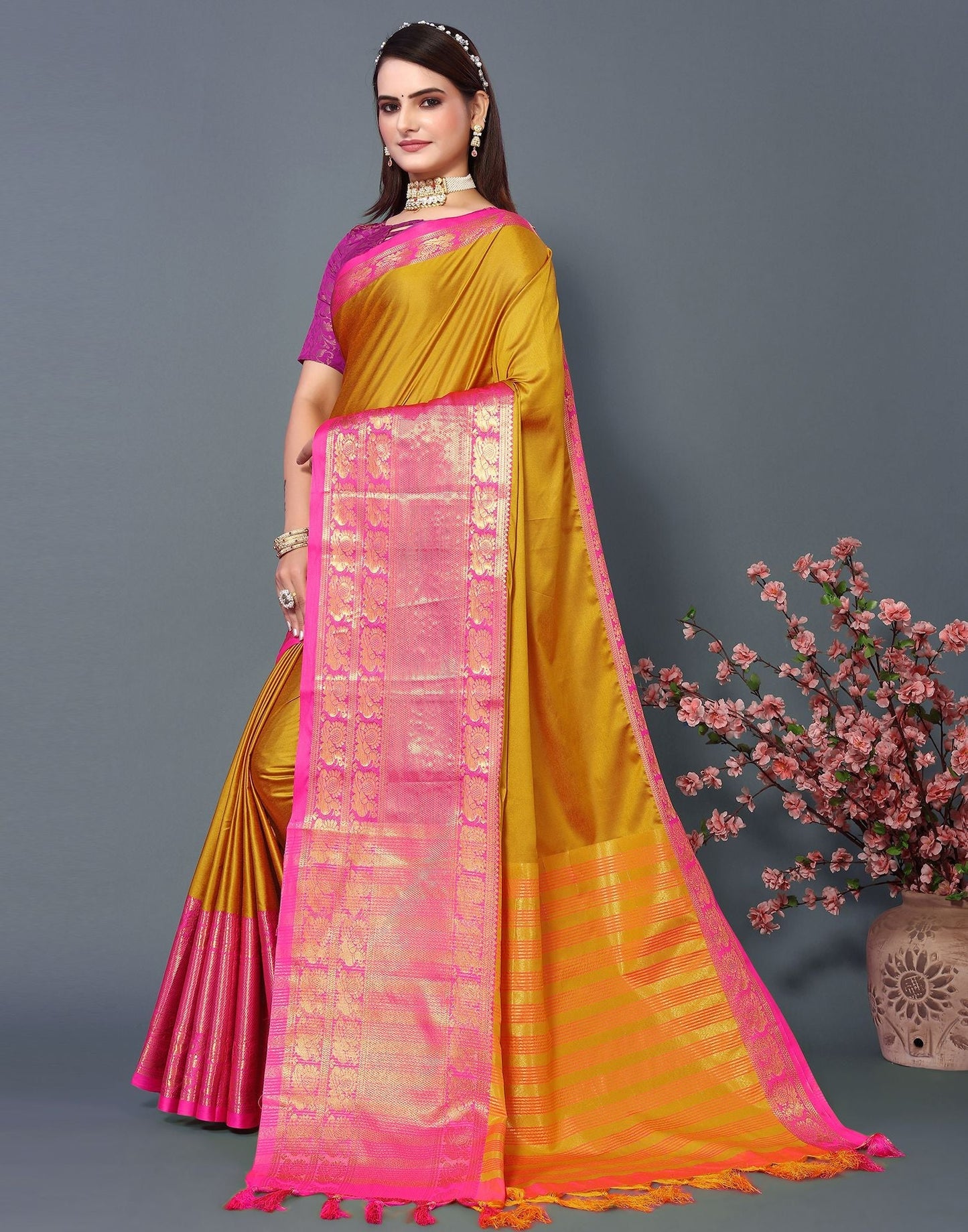 Dark Yellow Cotton Saree | Sudathi
