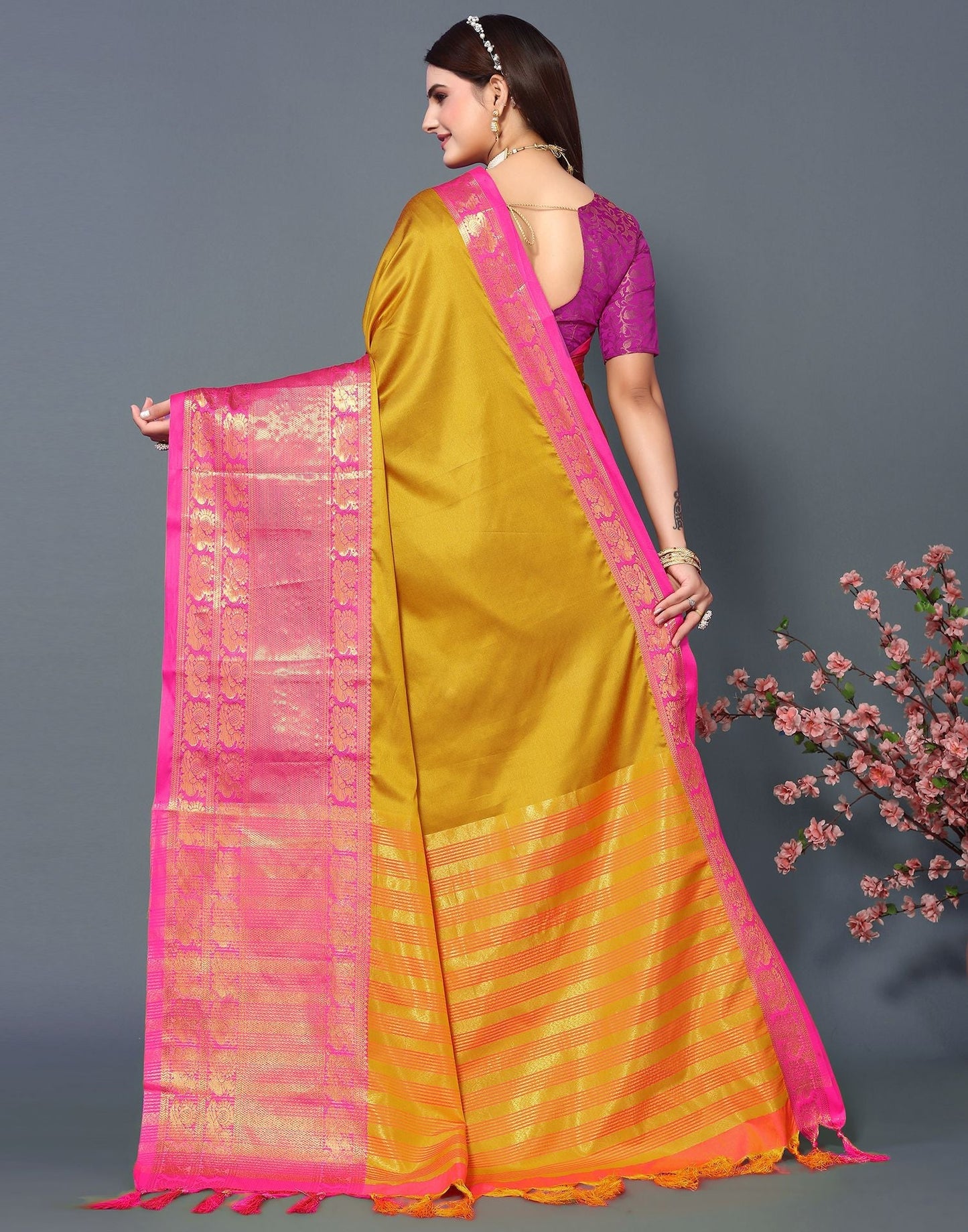 Dark Yellow Cotton Saree | Sudathi