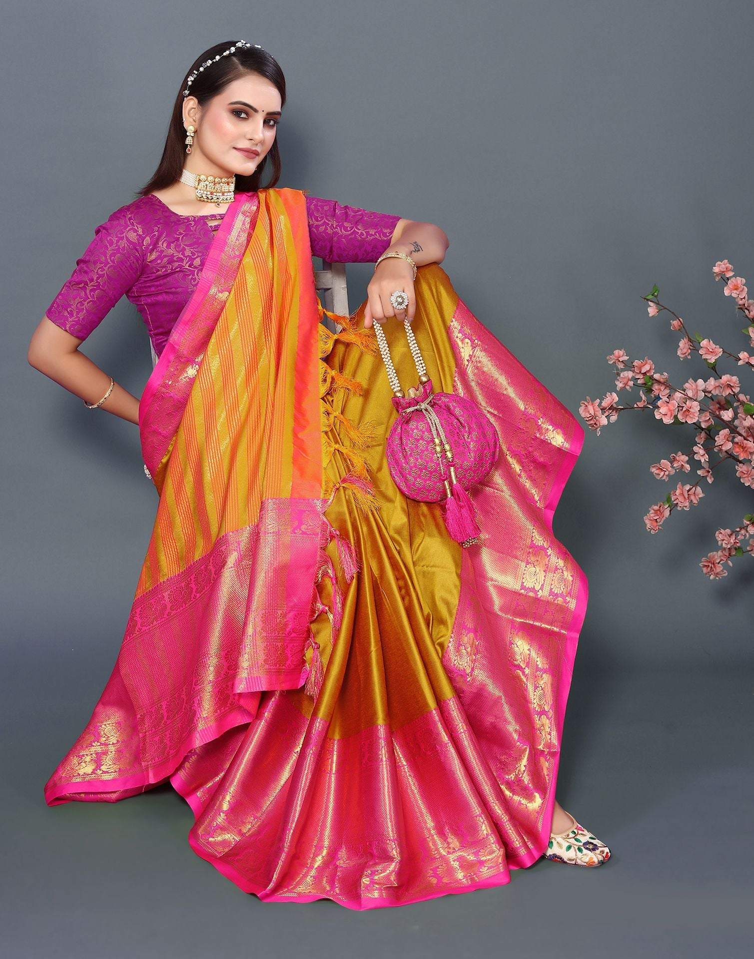 Dark Yellow Cotton Saree | Sudathi