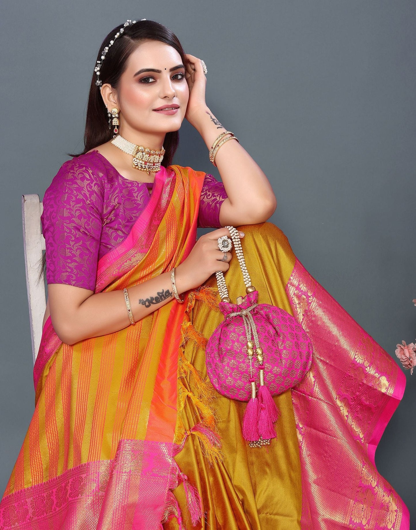 Dark Yellow Cotton Saree | Sudathi