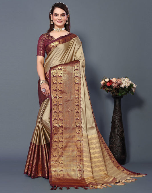 Beige Cotton Saree | Sudathi