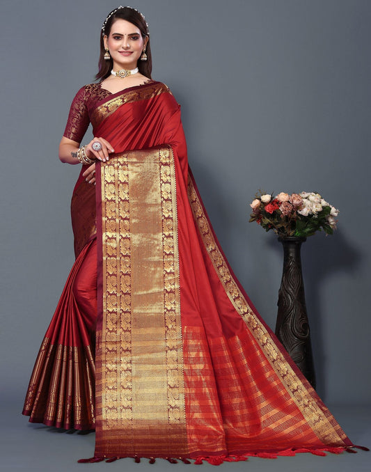 Red Cotton Saree | Sudathi