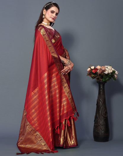 Red Cotton Saree | Sudathi
