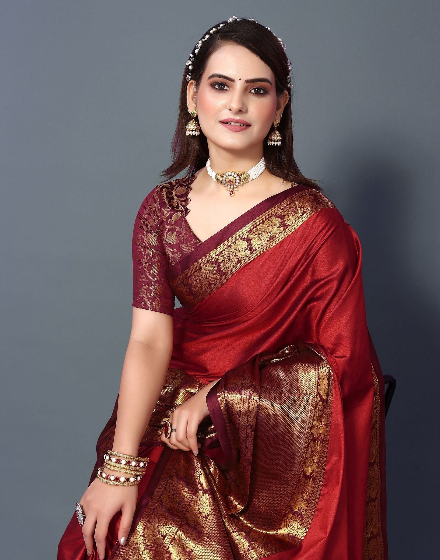 Red Cotton Saree | Sudathi
