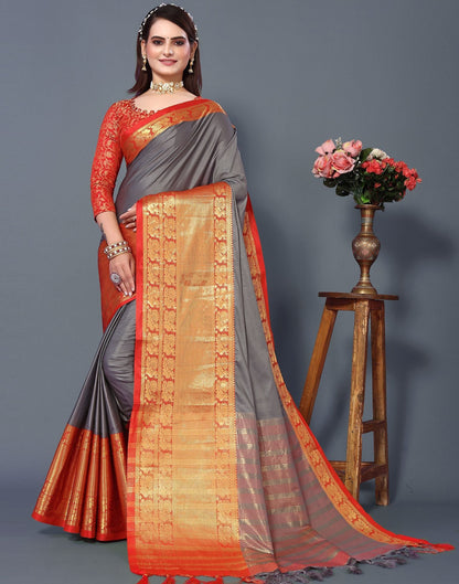 Grey Cotton Saree | Sudathi