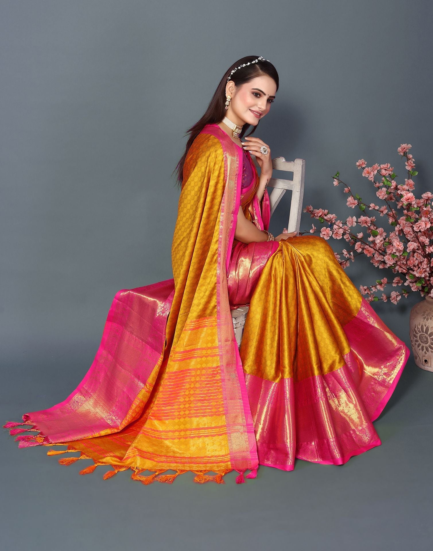 Mustard Yellow Cotton Saree | Sudathi