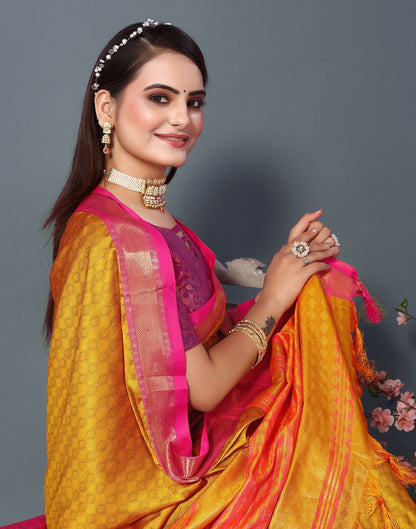 Mustard Yellow Cotton Saree | Sudathi