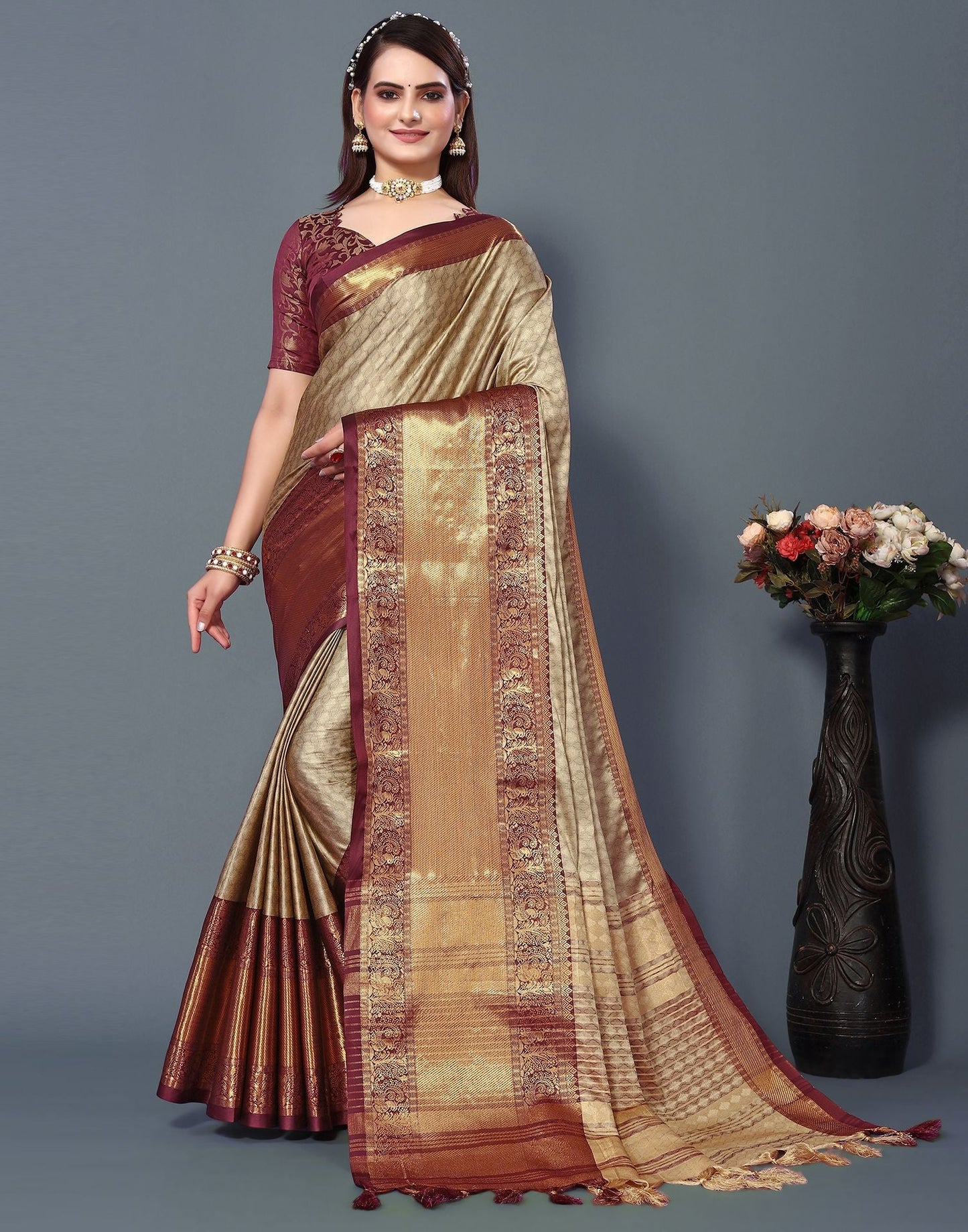 Beige Cotton Saree | Sudathi