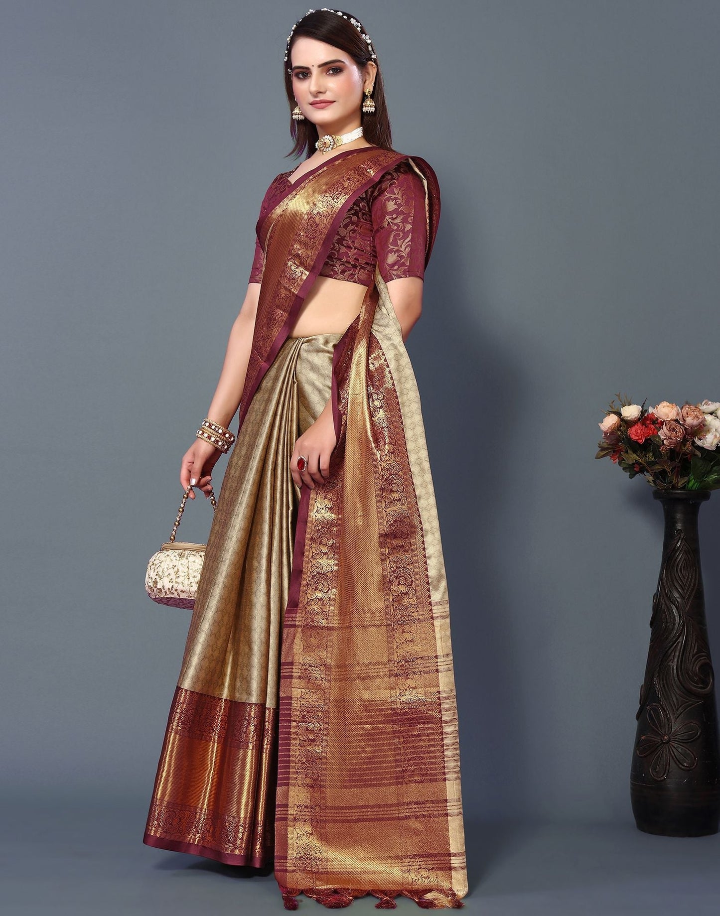 Beige Cotton Saree | Sudathi