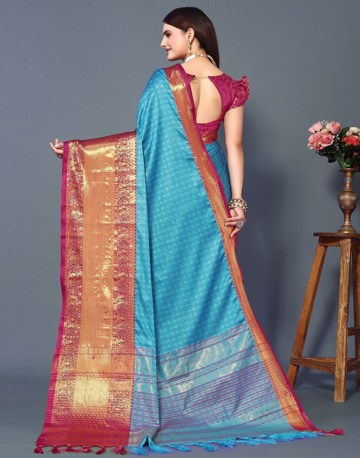 Blue Cotton Saree | Sudathi