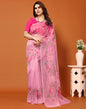 Pink Organza Digital Printed Saree