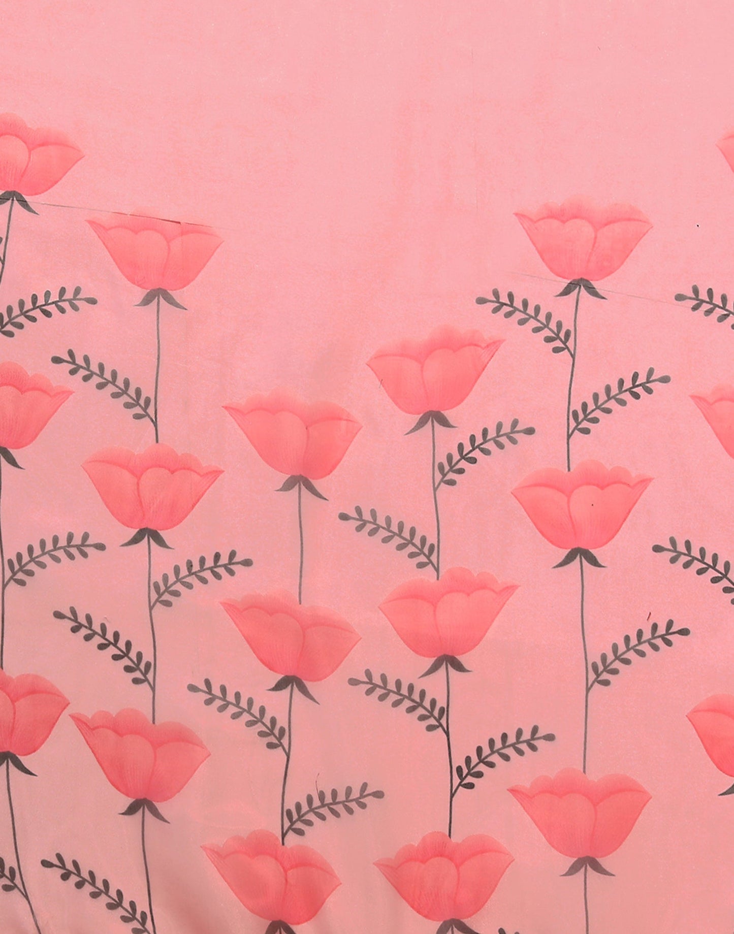 Light Pink Organza Digital Printed Saree