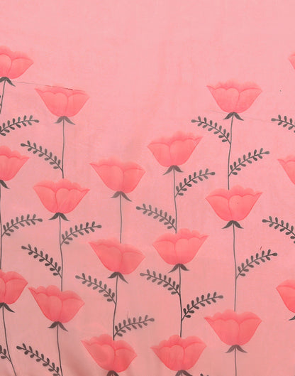 Light Pink Organza Digital Printed Saree
