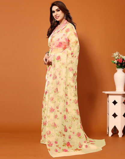 Light Green Organza Digital Printed Saree