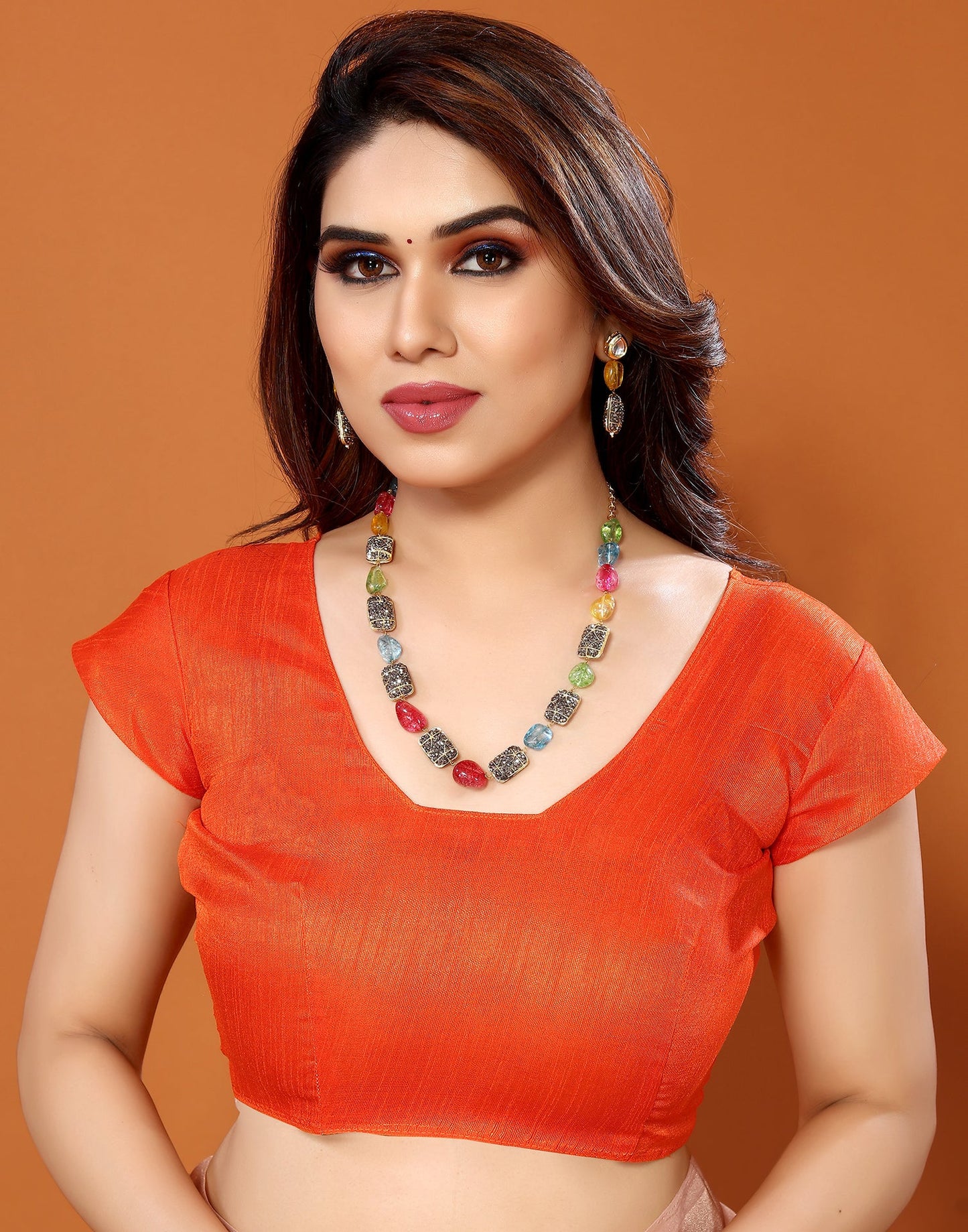 Light Orange Organza Digital Printed Saree