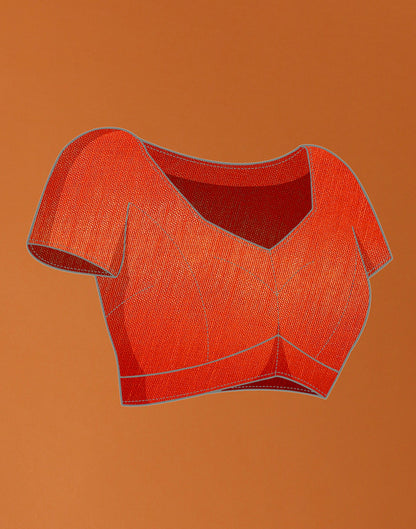 Light Orange Organza Digital Printed Saree