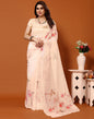 Cream Organza Digital Printed Saree