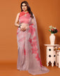 Light Pink Organza Digital Printed Saree
