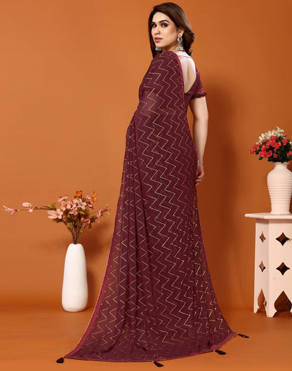 Maroon Georgette Printed Saree