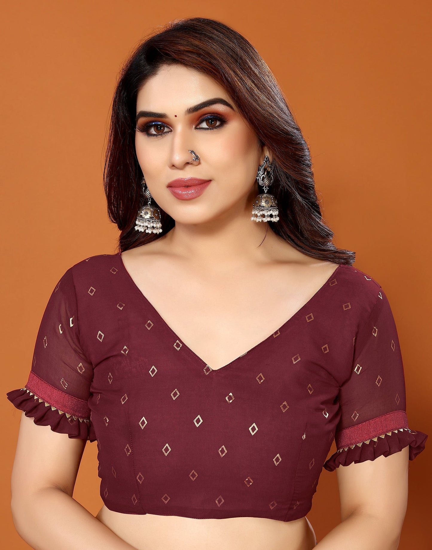 Maroon Georgette Printed Saree