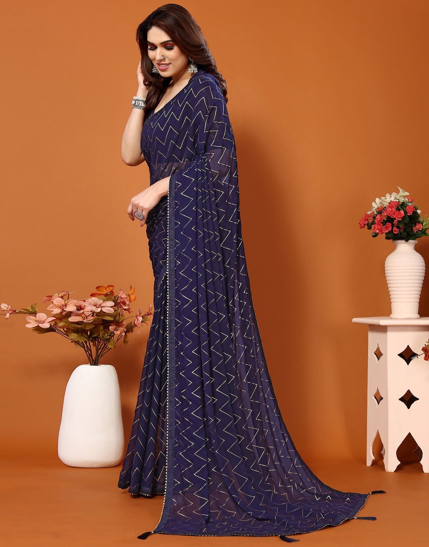 Blue Printed Saree | Sudathi