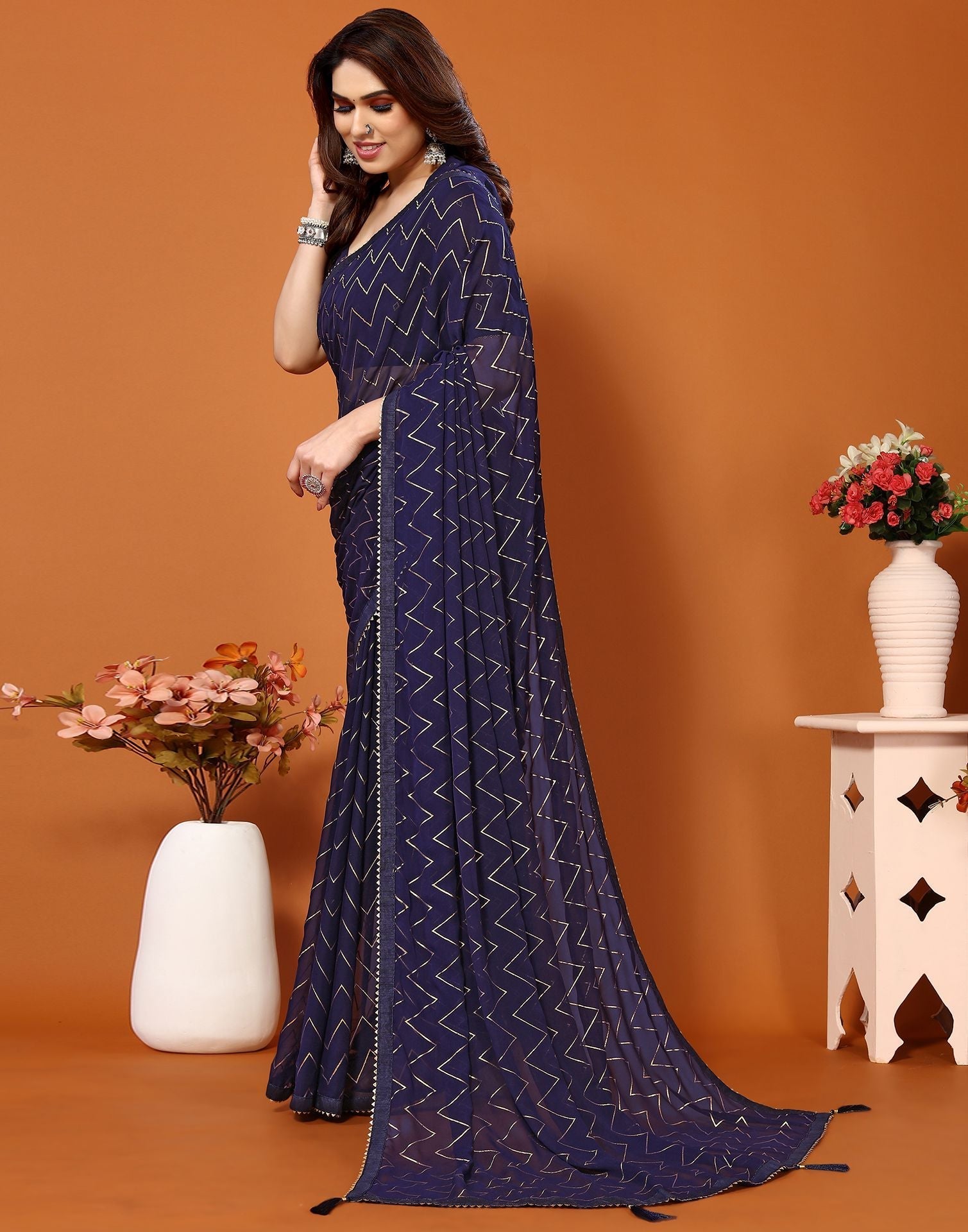 Blue Printed Saree | Sudathi