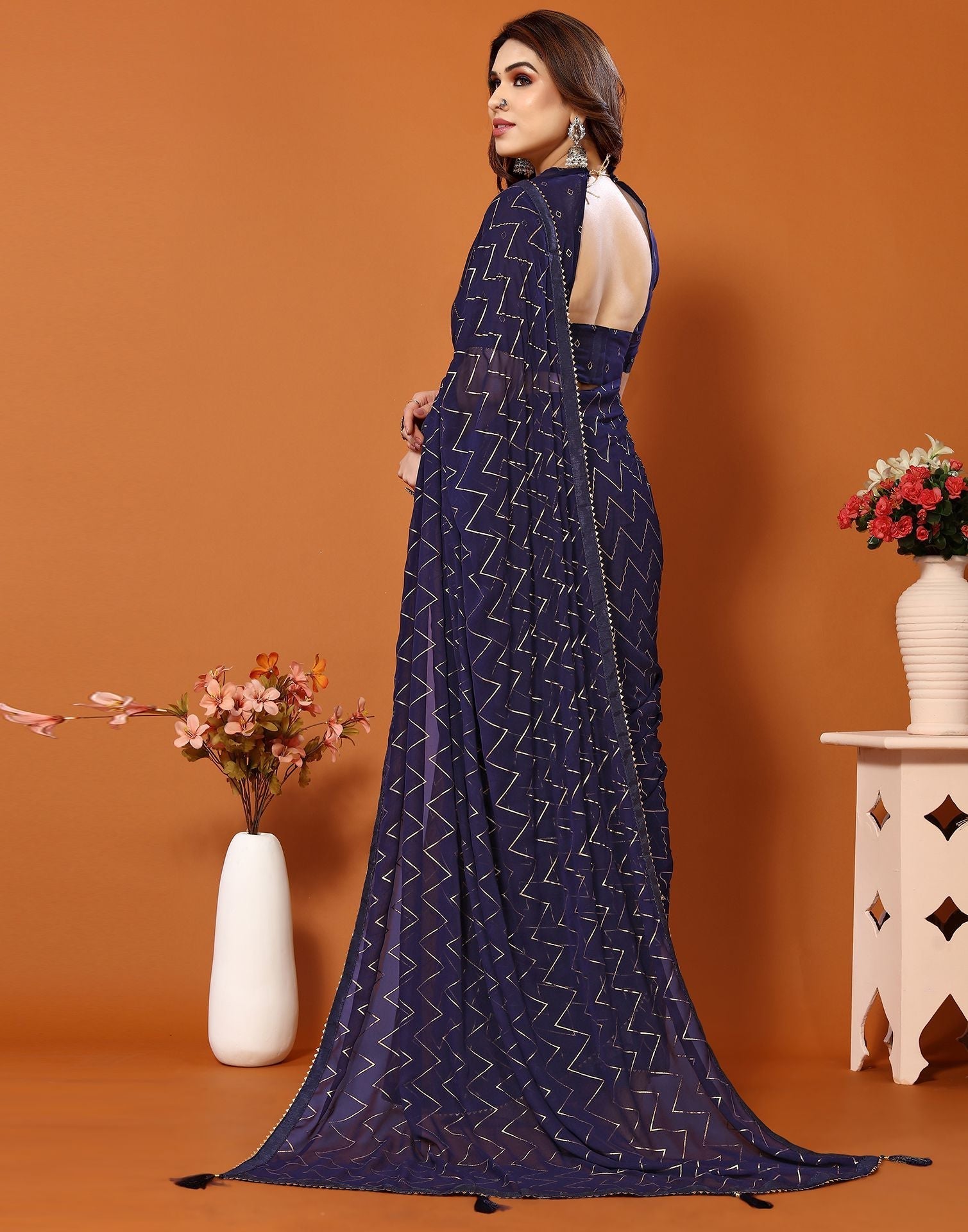 Blue Printed Saree | Sudathi
