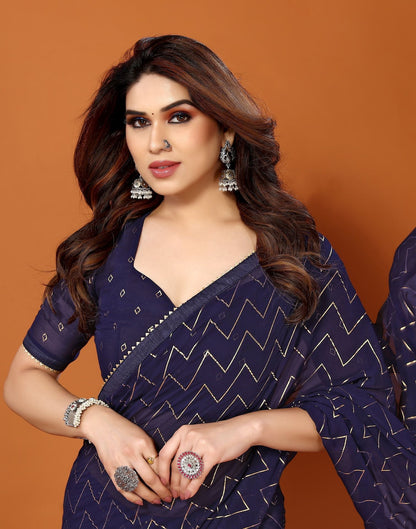 Blue Printed Saree | Sudathi