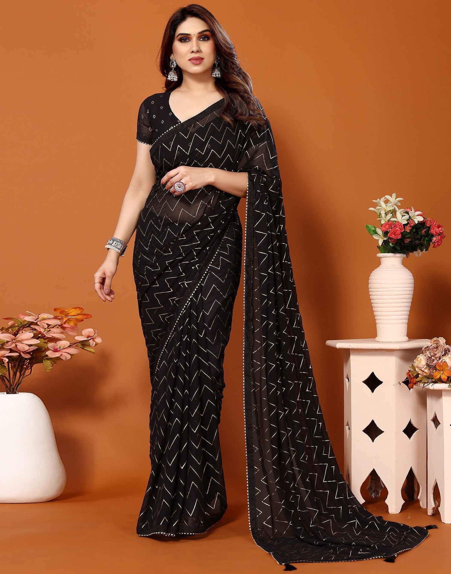 Black Printed Saree | Sudathi