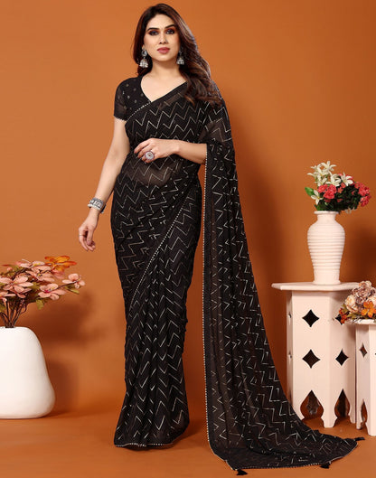 Black Printed Saree | Sudathi