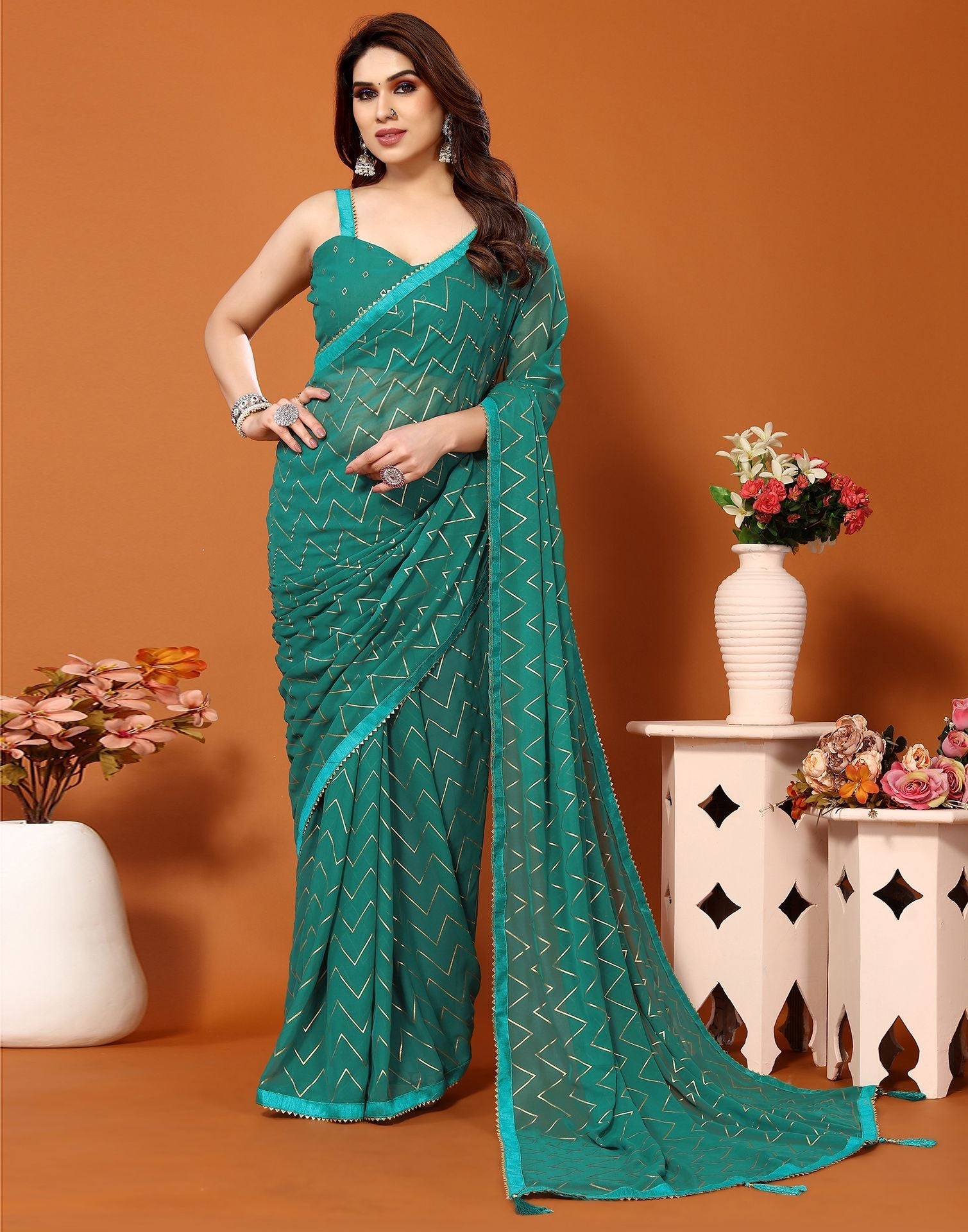 Green Printed Saree | Sudathi